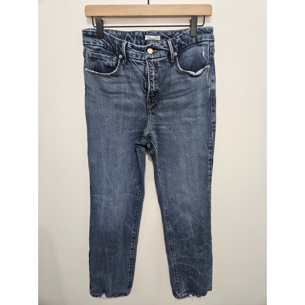 Good American Good Legs Straight Jeans Indigo Blue High‎ Rise 8/29 GSLSDV220T